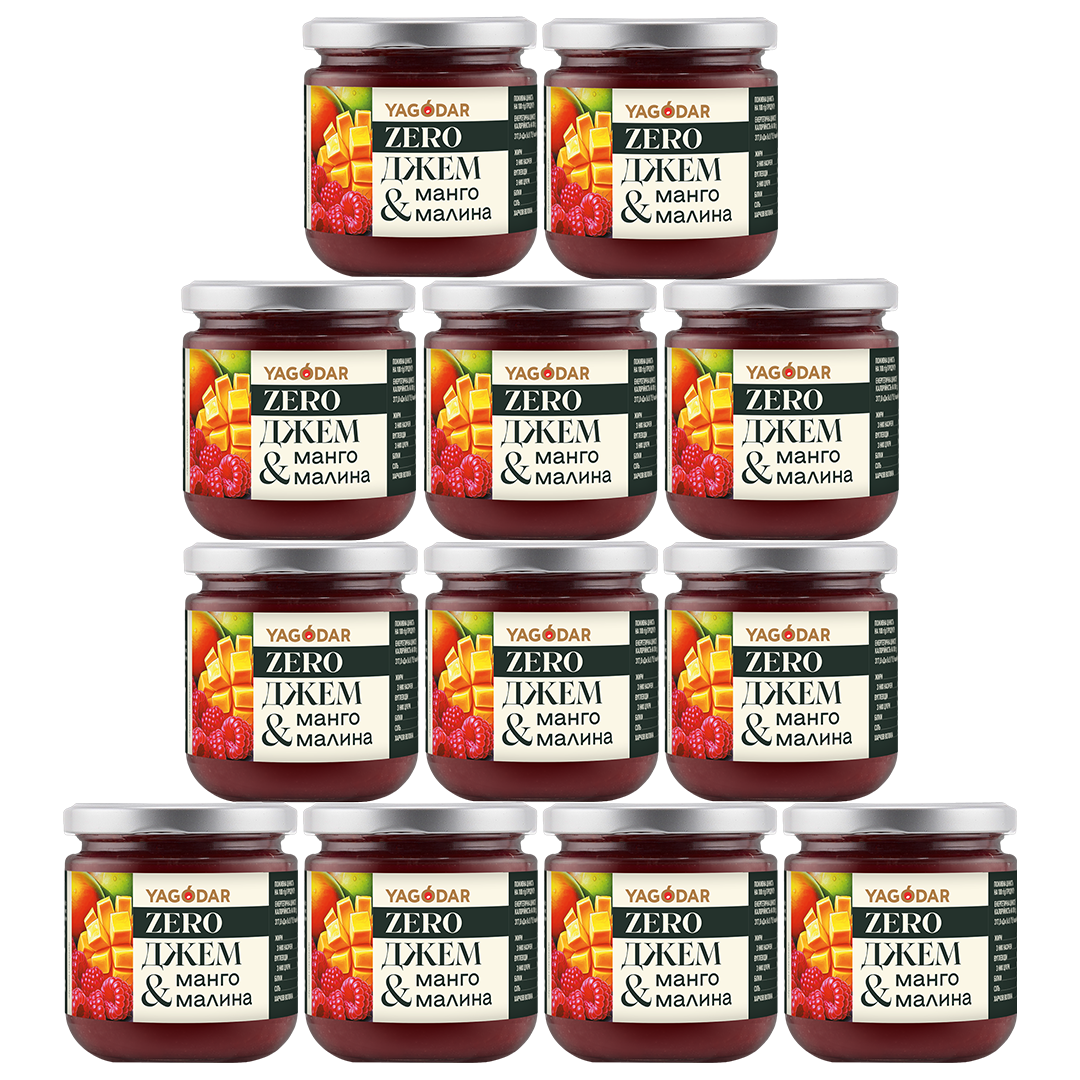 12 sugar-free mango and rasberry jams