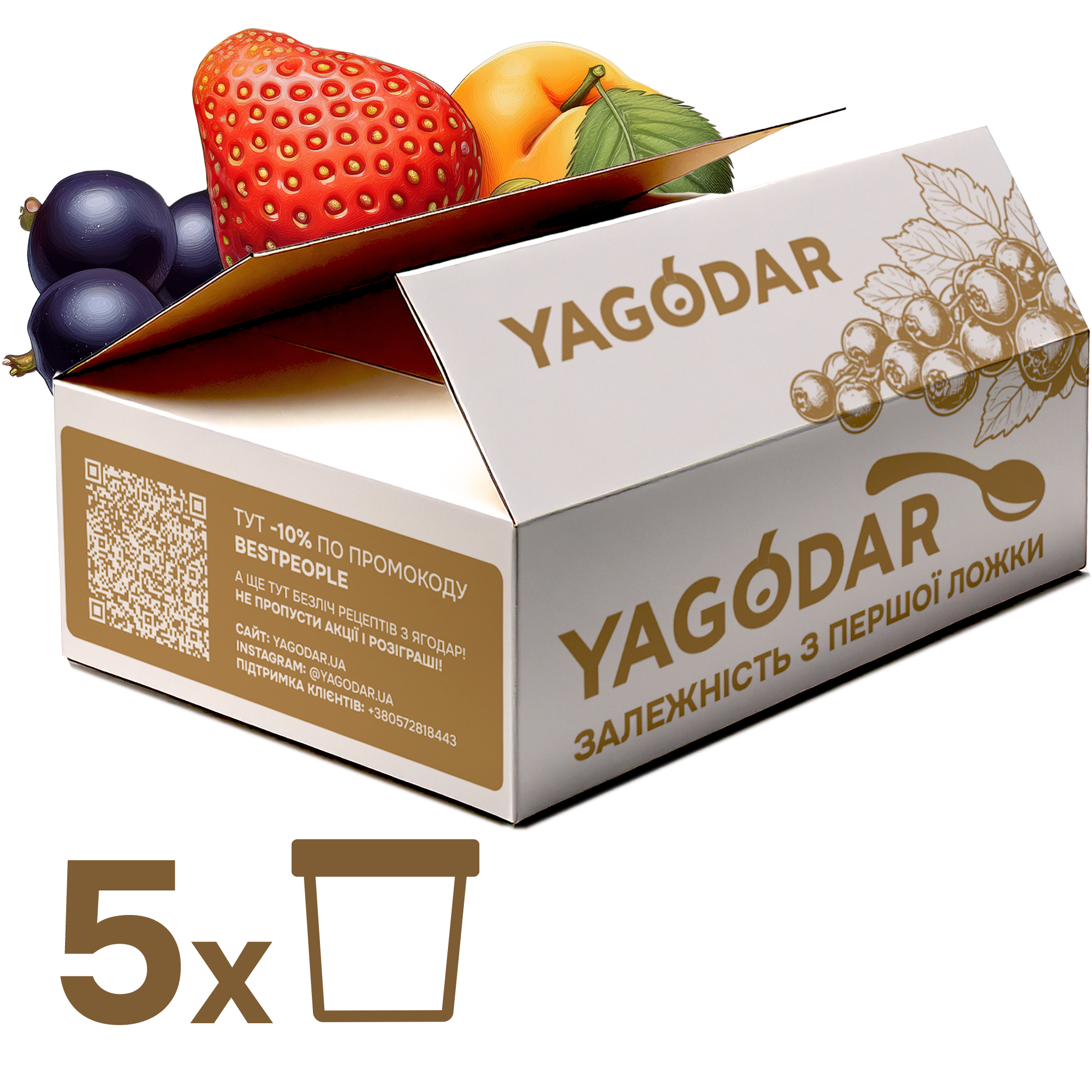 Assorted fillings: strawberry, currant, cherry, raspberry, apricot