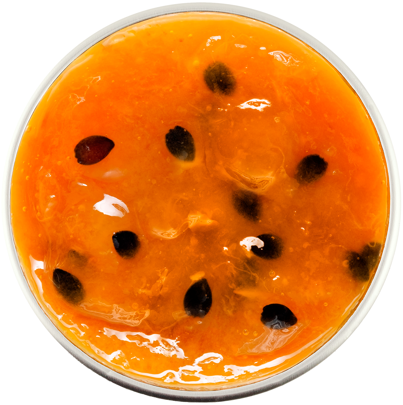 jar of peach jam Jar of low-sugar peach and passion fruit jam