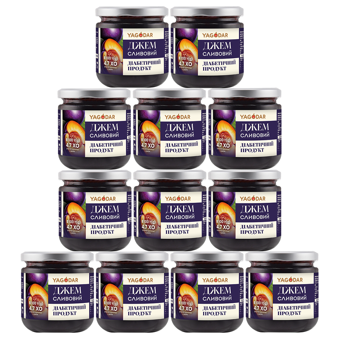 Set of 12 sugar-free plum jams 12 jams for diabetics - plum