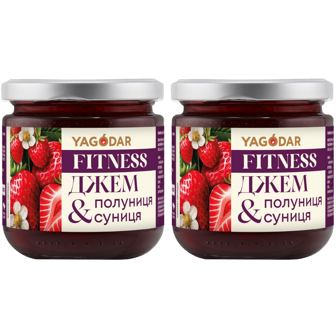 Sugar-free strawberry-wild strawberry jam, 2×210 g