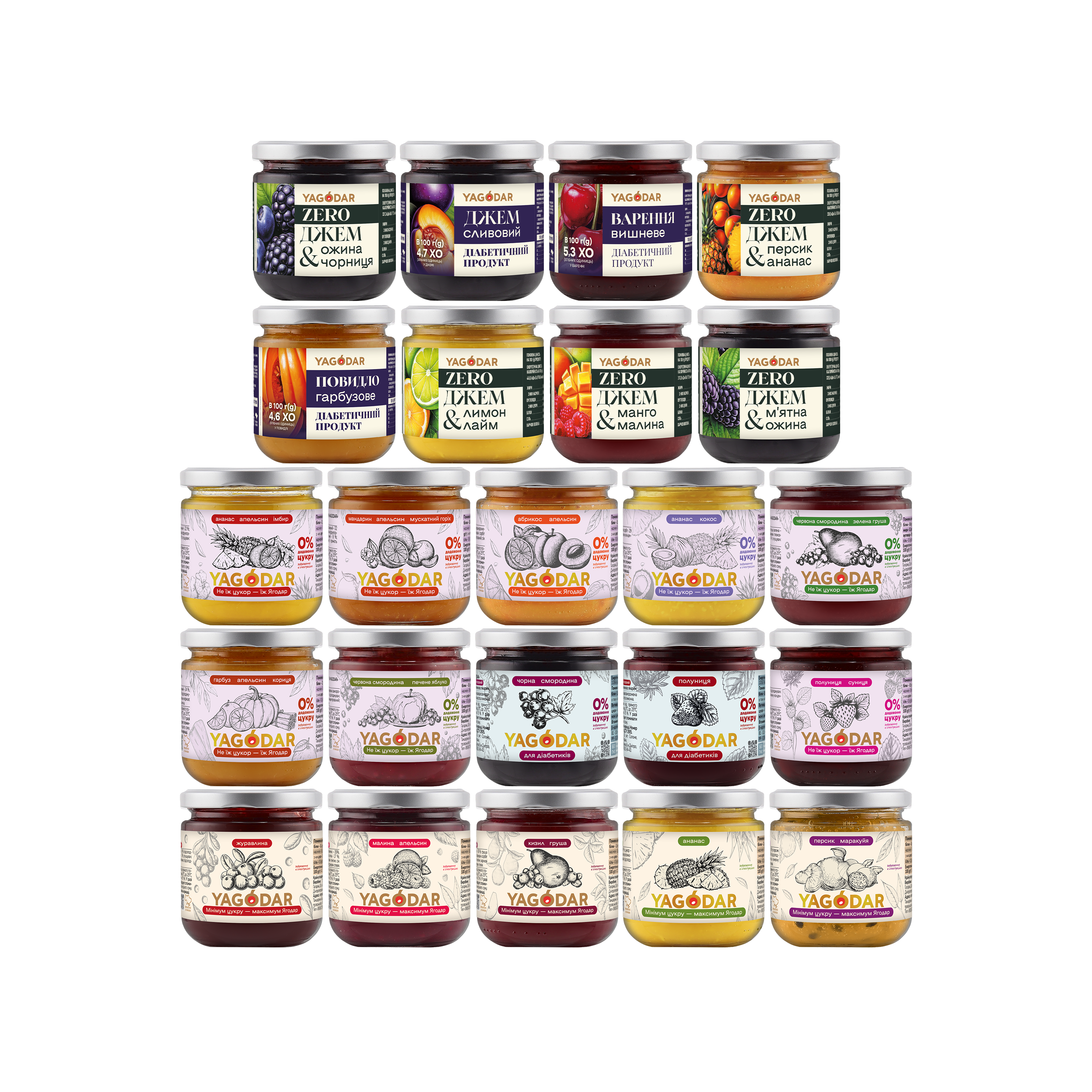 Collection of all jams: classic, exotic, sugar-free, 4.8 kg