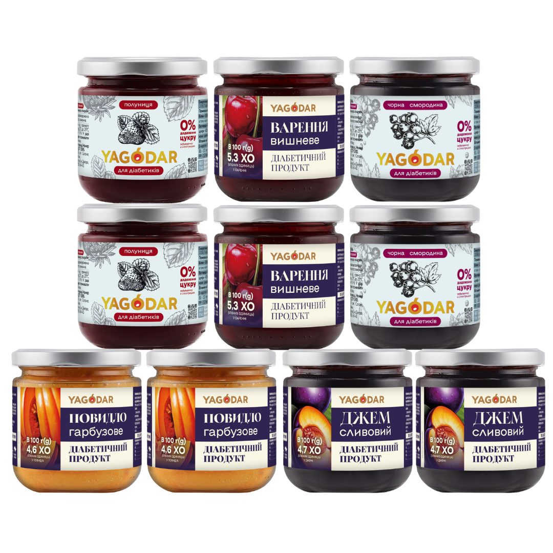 10 jams for diabetics Set of diabetic jams, 10 pcs