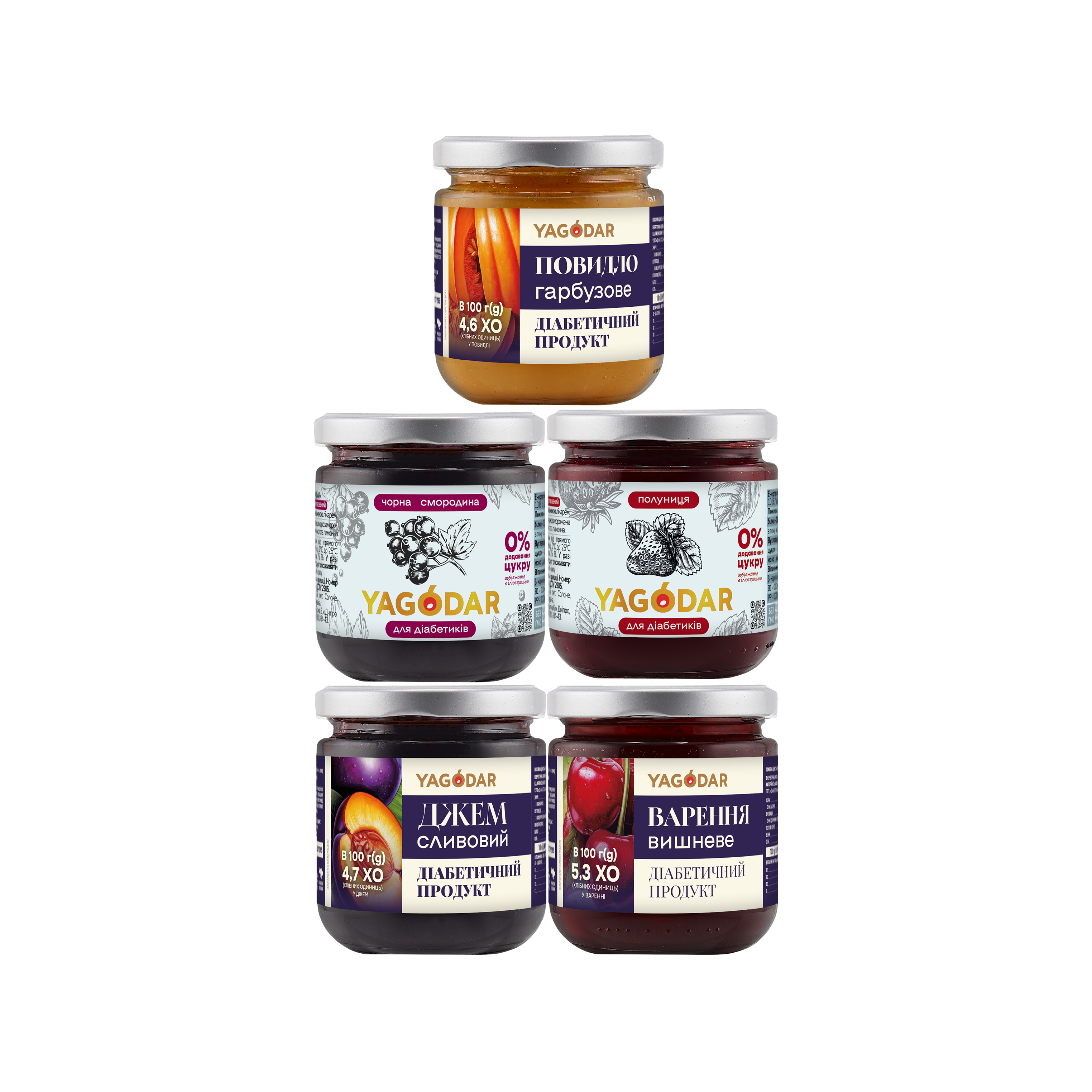 5 джемів для діабетиків Джеми для діабетиків, 1 кг