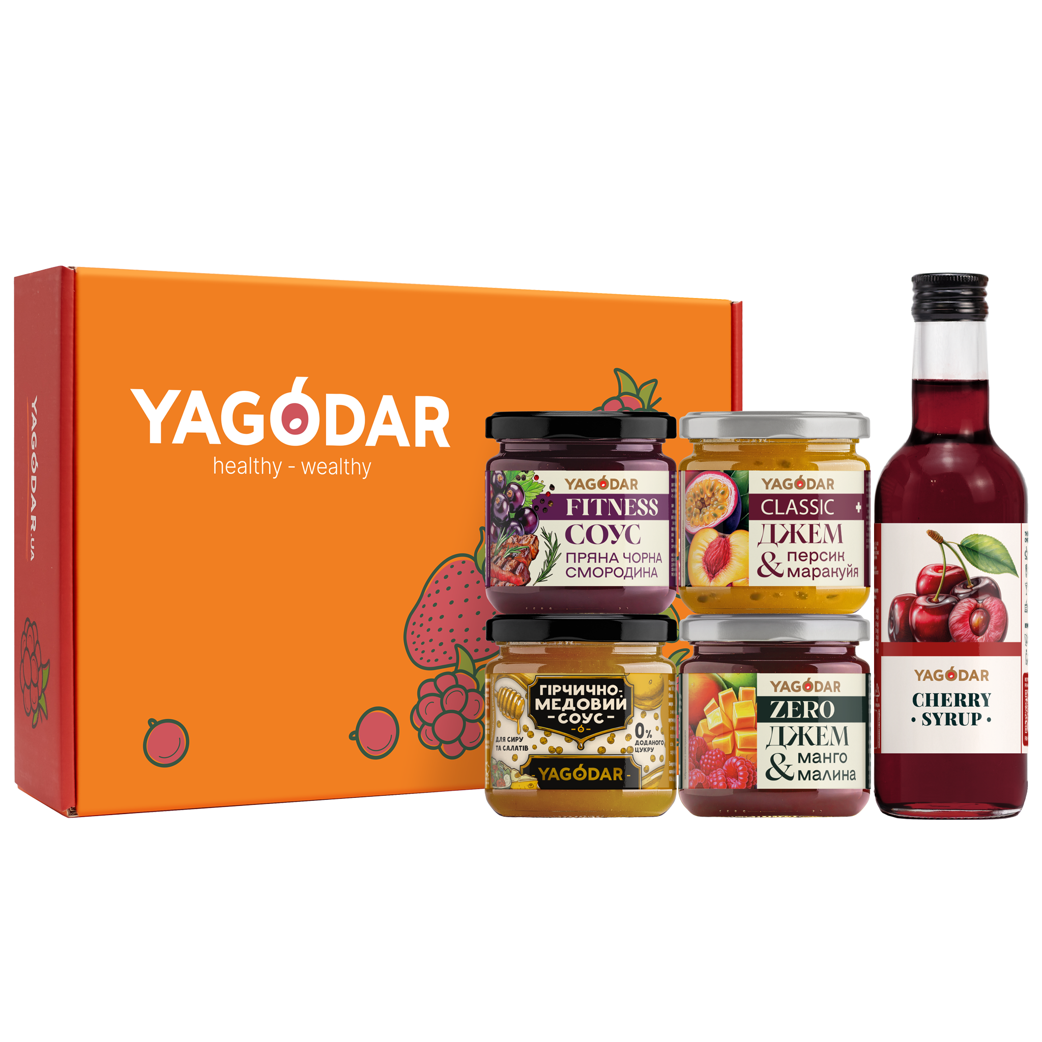 YAGODAR Discovery Box №2, набір джемів та соусів, 1,1 кг Подарунковий набір джемів і соусів YAGODAR Discovery Box №2