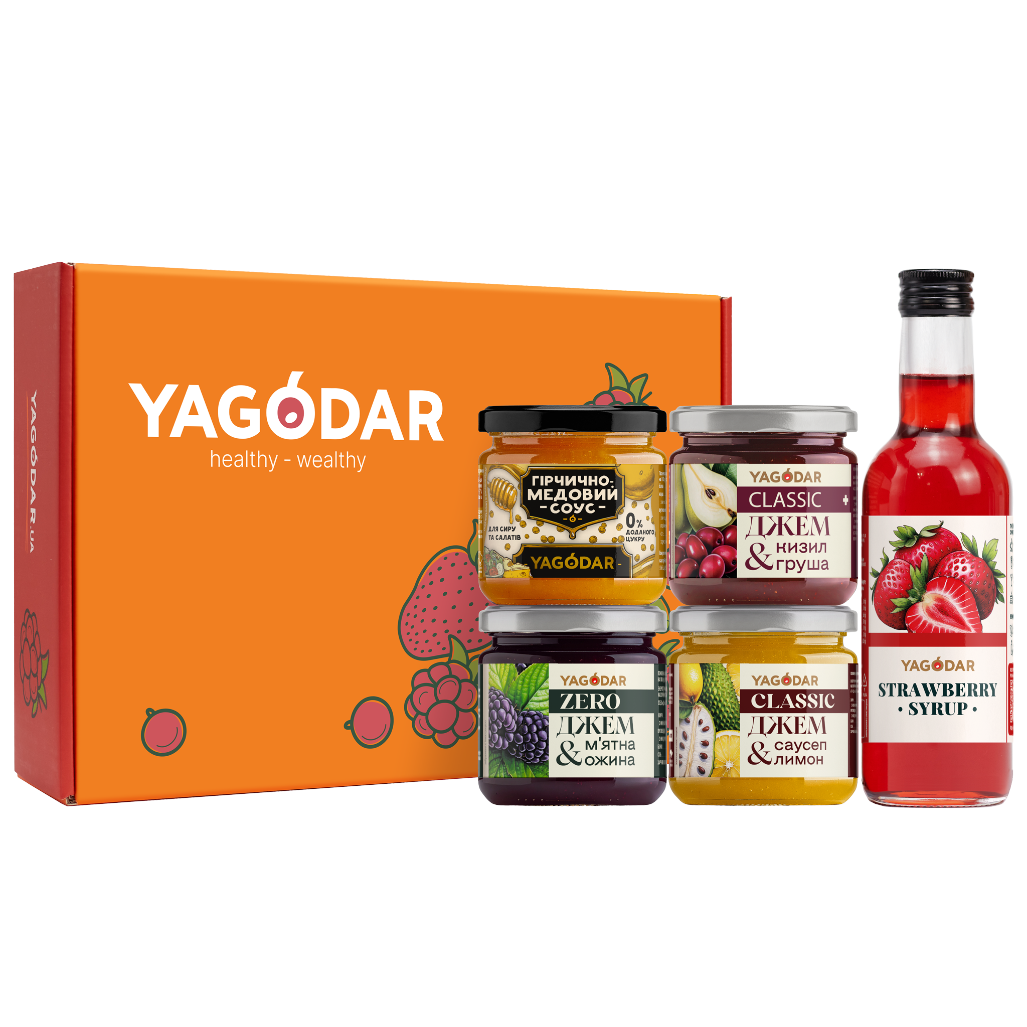 Подарочный набор YAGODAR с джемами, сиропом и соусом
